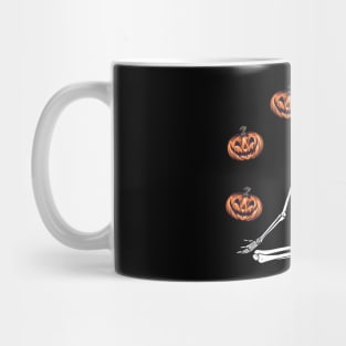 Skeleton Juggling Pumpkins Halloween Fall Womens Mens Kids Mug